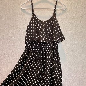 Polka dot spaghetti strap dress - black and white